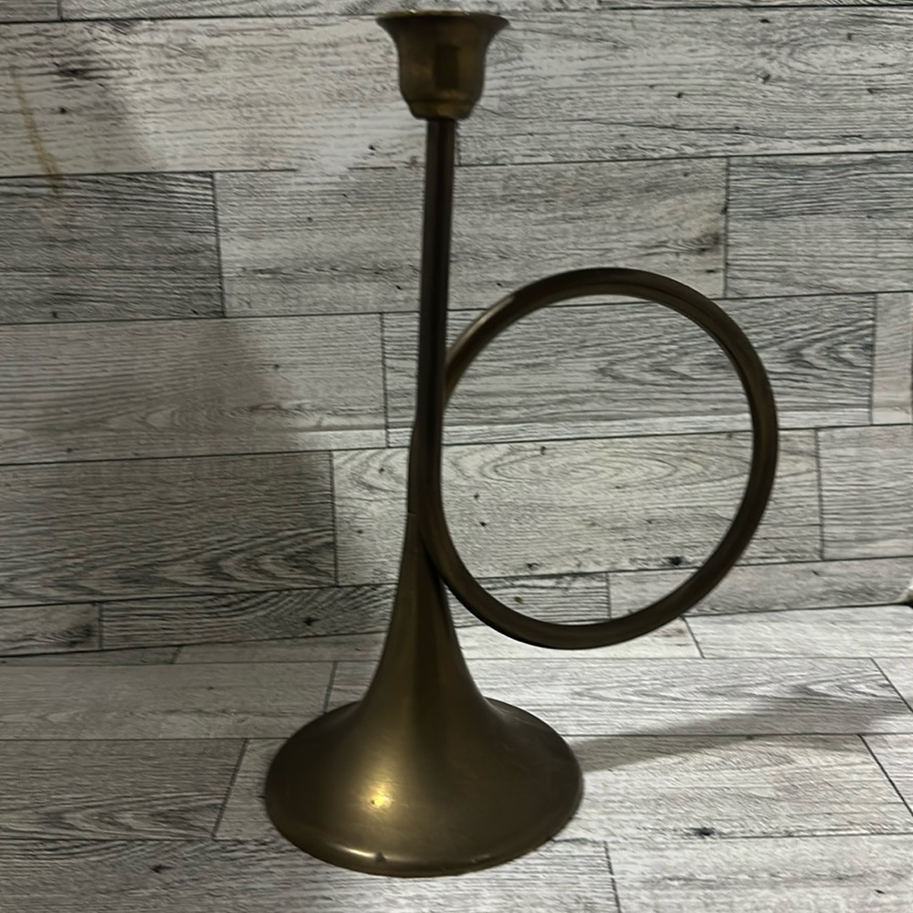 Vintage decor Christmas brass horn